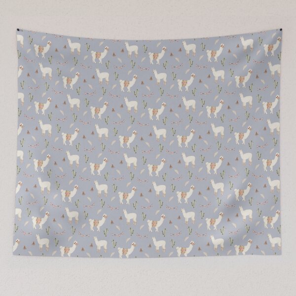 Item preview, Cute Watercolor Llama with Party Bunting Slate Lavender Pattern designed and sold by svitlaarty.