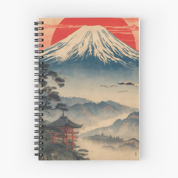 Item preview, Vintage Mount Fuji with Red Sun — Japanese Ukiyo-e Woodblock Landscape designed and sold by LYAN-STORE.