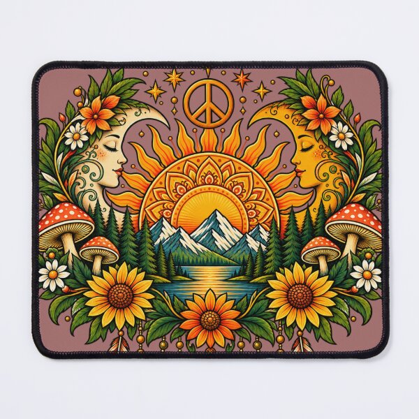 Item preview, Wild Soul Free Spirit – Retro Boho Sun Moon Mountain Hippie Art designed and sold by JanRizz.