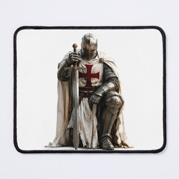 Item preview, Kneeling Templar Crusader Knight with Sword and Red Cross designed and sold by GrinGalore.