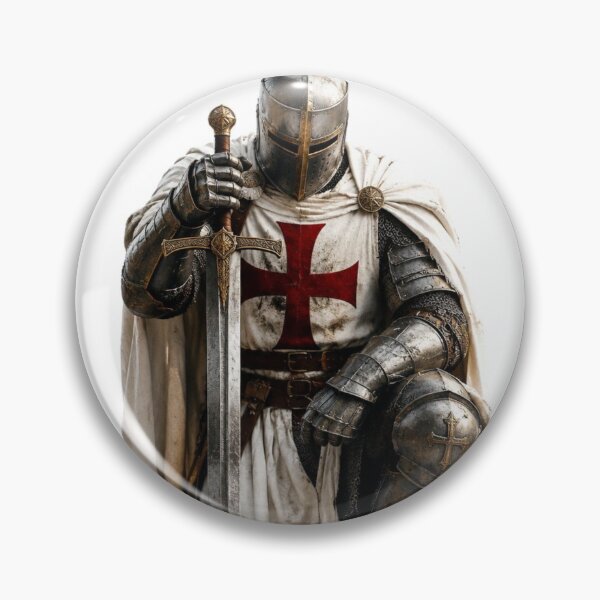 Item preview, Kneeling Templar Crusader Knight with Sword and Red Cross designed and sold by GrinGalore.