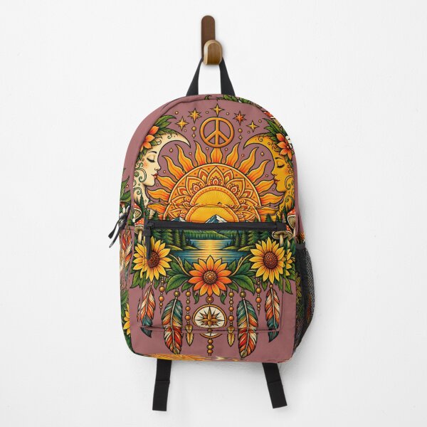 Item preview, Wild Soul Free Spirit – Retro Boho Sun Moon Mountain Hippie Art designed and sold by JanRizz.
