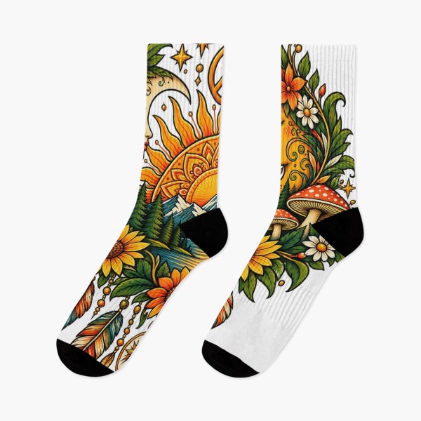 Item preview, Wild Soul Free Spirit – Retro Boho Sun Moon Mountain Hippie Art designed and sold by JanRizz.