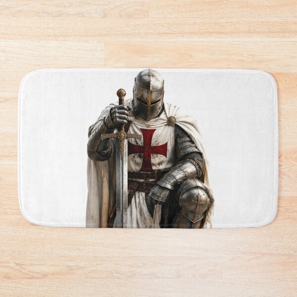 Item preview, Kneeling Templar Crusader Knight with Sword and Red Cross designed and sold by GrinGalore.