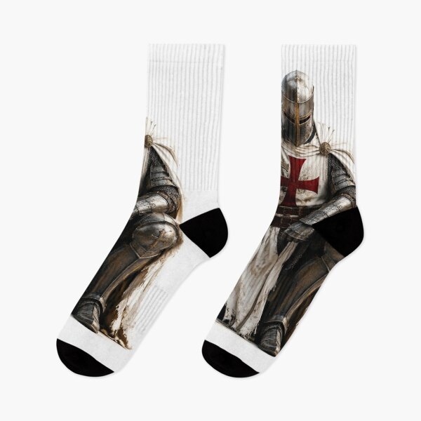 Item preview, Kneeling Templar Crusader Knight with Sword and Red Cross designed and sold by GrinGalore.