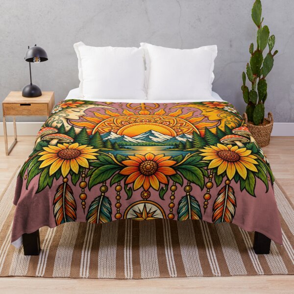 Item preview, Wild Soul Free Spirit – Retro Boho Sun Moon Mountain Hippie Art designed and sold by JanRizz.