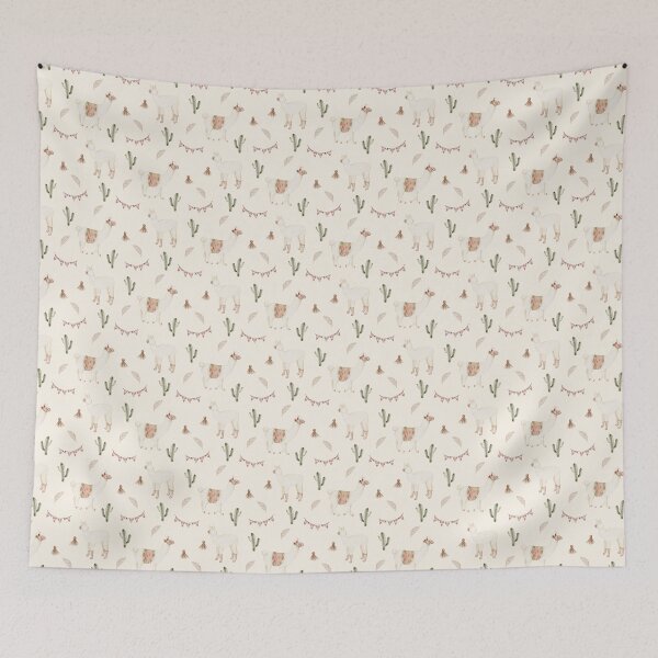 Item preview, Cute Watercolor Llama with Party Bunting Cream Pattern designed and sold by svitlaarty.