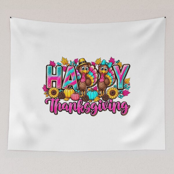 Item preview, Happy Thanksgiving Colorful Turkeys And Pumpkins Graphic designed and sold by Derekquie.