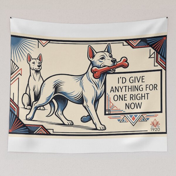 Item preview, vintage 1920s illustration dog comic “i’d give anything for one right now” designed and sold by Dodecahedronpix.