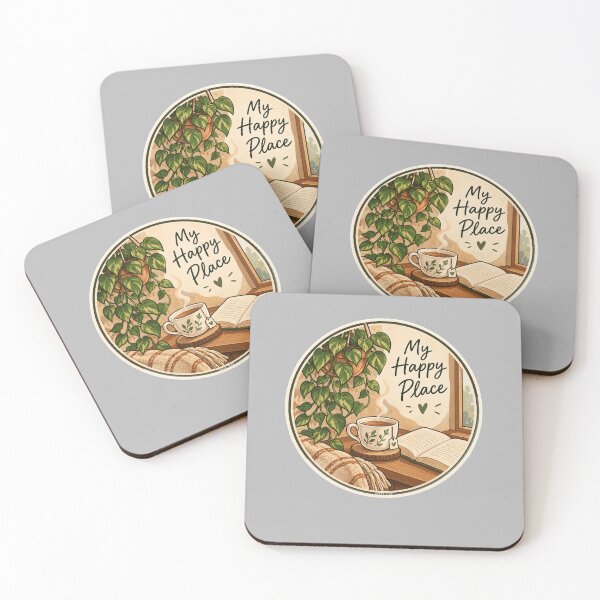 Item preview, My Happy Place - Cozy Reading, Tea and Plants Retro Badge designed and sold by zytooFree.