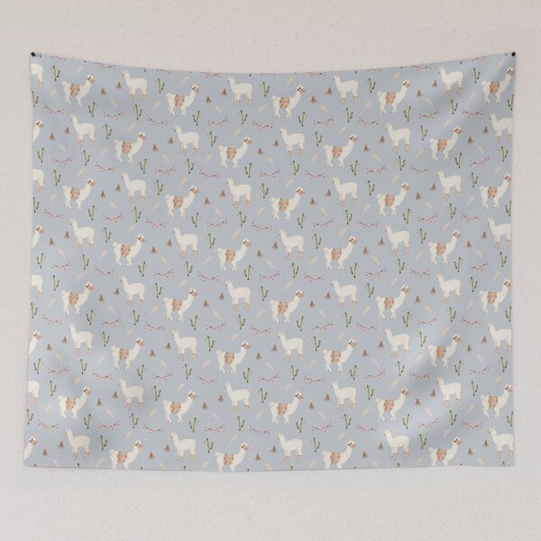 Item preview, Cute Watercolor Llama with Party Bunting Light Blue Pattern designed and sold by svitlaarty.