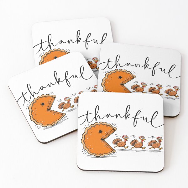 Item preview, Thankful Pumpkin Pie Pacman Chasing Turkeys Graphic designed and sold by Derekquie.