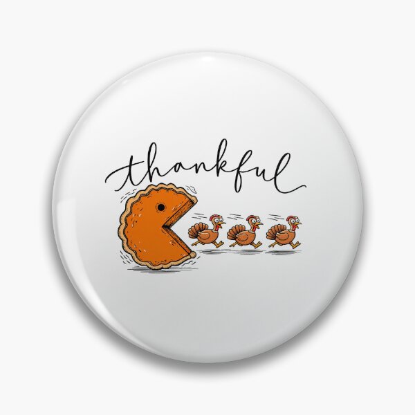 Item preview, Thankful Pumpkin Pie Pacman Chasing Turkeys Graphic designed and sold by Derekquie.