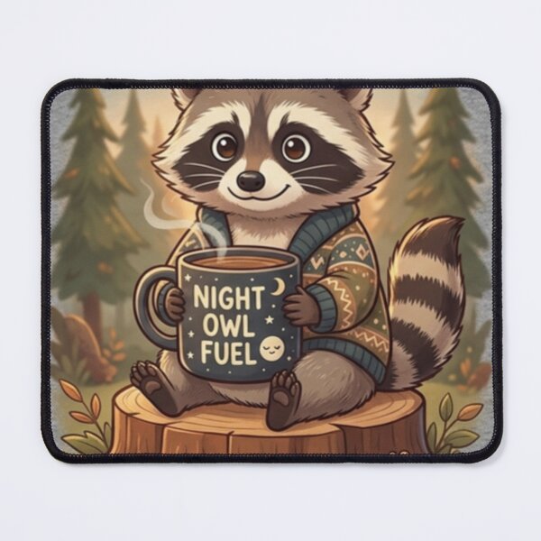 Item preview, Night Owl Fuel | Cute Cozy Raccoon Coffee Aesthetic designed and sold by GUINewAlex.