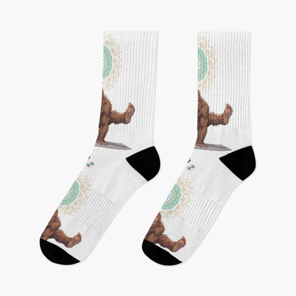 Item preview, Funny Bigfoot in Firefly Pose Tittibhasana Yoga Art designed and sold by Whimsy Trail Co.