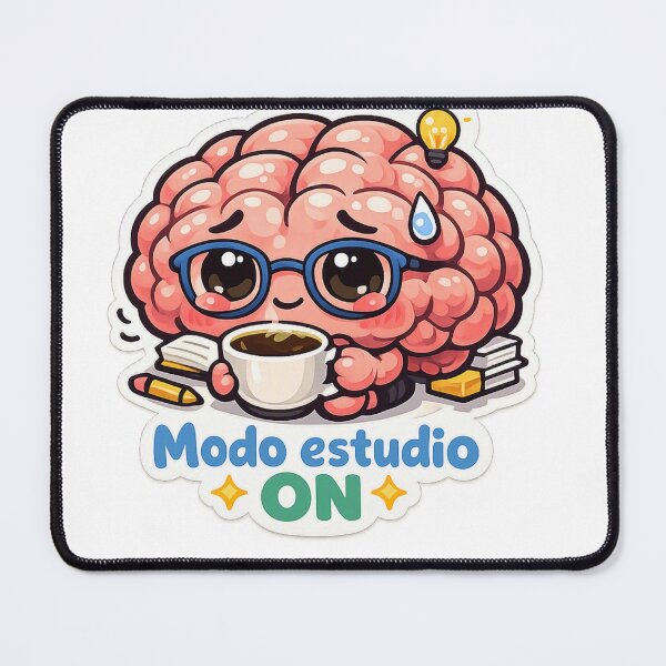 Item preview, Kawaii study sticker – brain with coffee – Study mode ON – motivation for exam candidates designed and sold by Ars Viva.