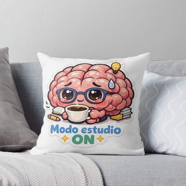 Item preview, Kawaii study sticker – brain with coffee – Study mode ON – motivation for exam candidates designed and sold by Ars Viva.