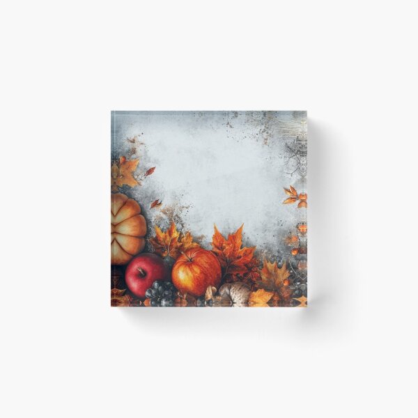 Item preview, Thanksgiving Harvest Border with Pumpkins Apples and Autumn Leaves — Rustic Slate Flat Lay designed and sold by LYAN-STORE.