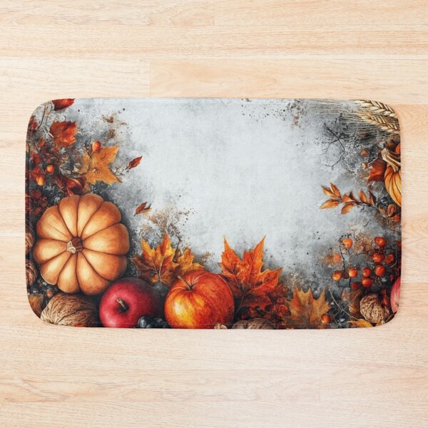 Item preview, Thanksgiving Harvest Border with Pumpkins Apples and Autumn Leaves — Rustic Slate Flat Lay designed and sold by LYAN-STORE.