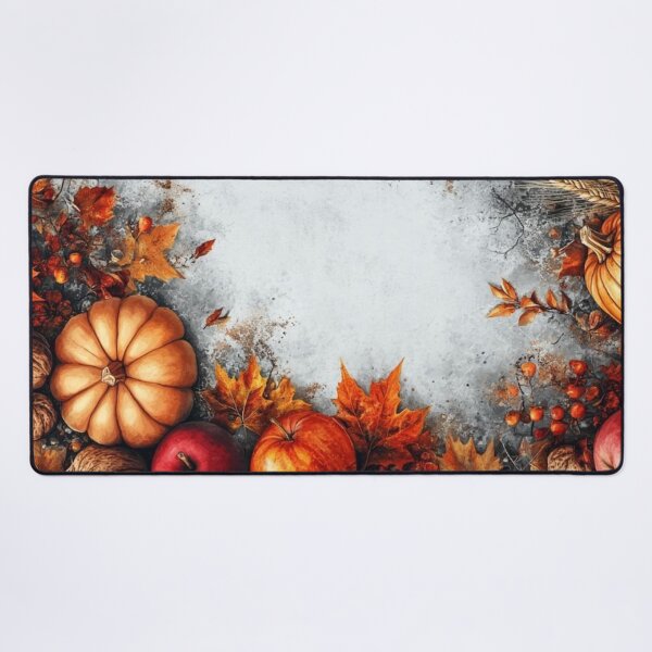 Item preview, Thanksgiving Harvest Border with Pumpkins Apples and Autumn Leaves — Rustic Slate Flat Lay designed and sold by LYAN-STORE.