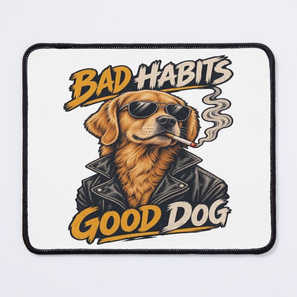 Item preview, Funny Bad Habits Good Dog Edgy Golden Retriever Biker designed and sold by Hilal-Studio.