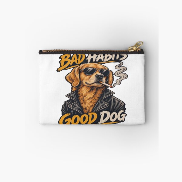 Item preview, Funny Bad Habits Good Dog Edgy Golden Retriever Biker designed and sold by Hilal-Studio.