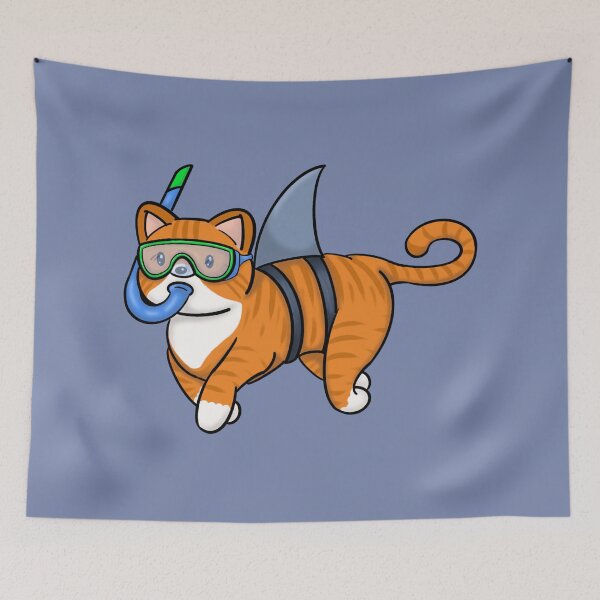 Item preview, Orange Ginger Shark Cat  designed and sold by ClarissaDoodles.