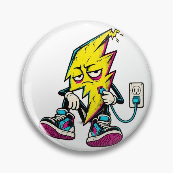 Item preview, Exhausted Lightning Bolt Charging Itself Funny Y2K Art designed and sold by RAX Mirth Studio.