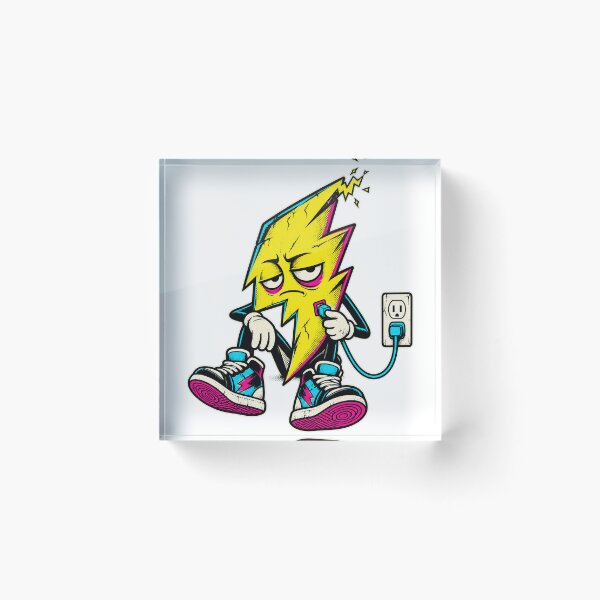 Item preview, Exhausted Lightning Bolt Charging Itself Funny Y2K Art designed and sold by RAX Mirth Studio.