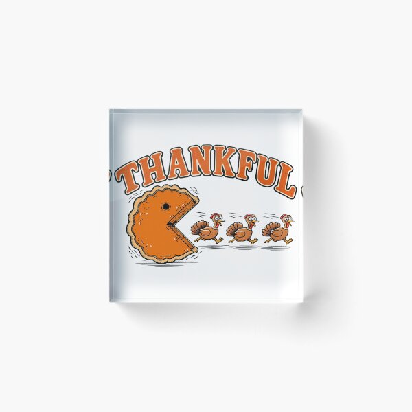 Item preview, Thankful Pumpkin Pie Pacman Chasing Turkeys Funny Thanksgiving designed and sold by Derekquie.