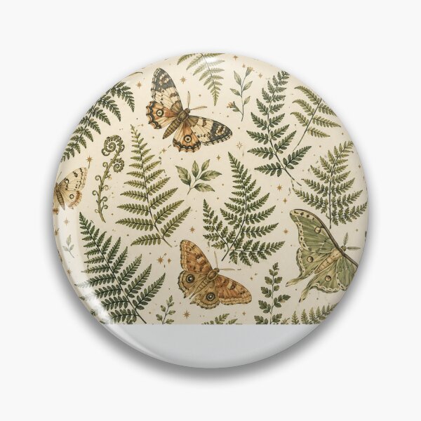 Item preview, Vintage Moth and Fern Botanical Pattern – Celestial Woodland Insect Design designed and sold by SleepyLlamaClothes.