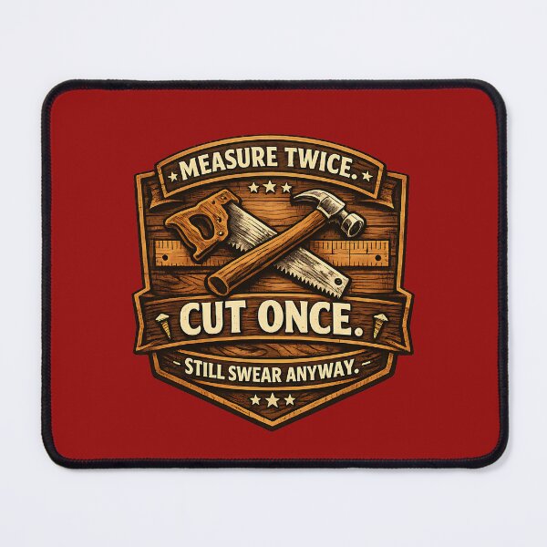 Item preview, Measure Twice Cut Once – Carpenter Humor Badge designed and sold by DesignHouse07.