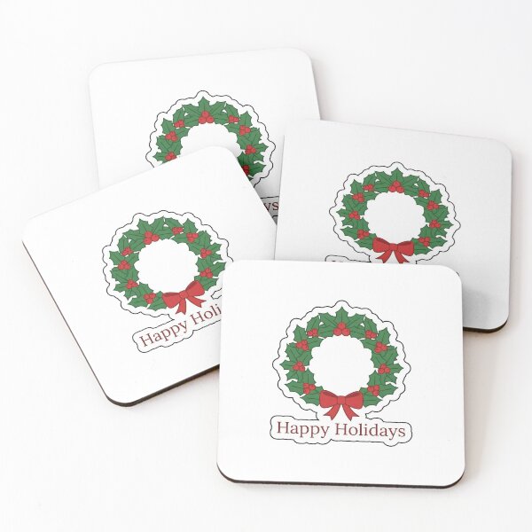 Item preview, Happy Holidays Holly Wreath - Cute Door Decor Typography Sticker designed and sold by SimpleP.