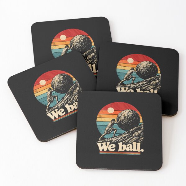 Item preview, Sisyphus We Ball Retro Mythology designed and sold by Cute & Funny Hand-Drawn Prints | Happy Doodle Friends Shop.