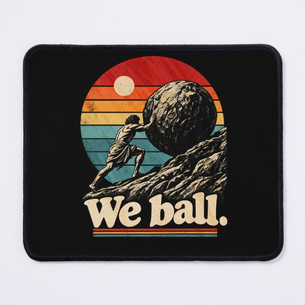Item preview, Sisyphus We Ball Retro Mythology designed and sold by Cute & Funny Hand-Drawn Prints | Happy Doodle Friends Shop.