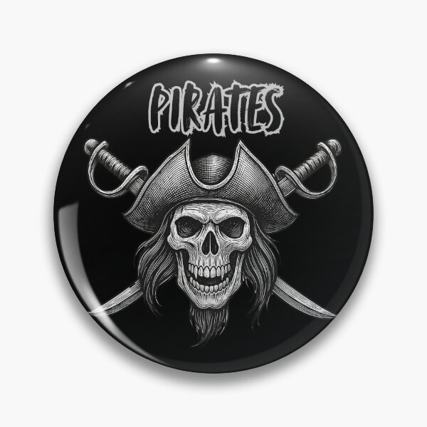 Item preview, Vintage Pirate Skull with Crossed Swords -Retro Black and White Jolly Roger Engraving designed and sold by OLYUS.