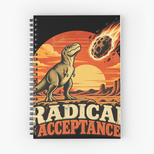 Item preview, Radical Acceptance T-Rex Meteor Retro Dinosaur Shirt designed and sold by mnkyride.