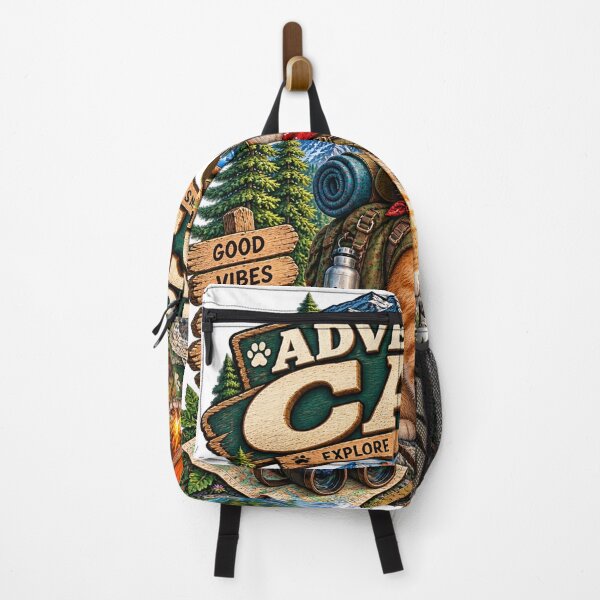 Item preview, Adventure Cat – Wild Trails & Mountain Explorer designed and sold by TeeVibeHaus.
