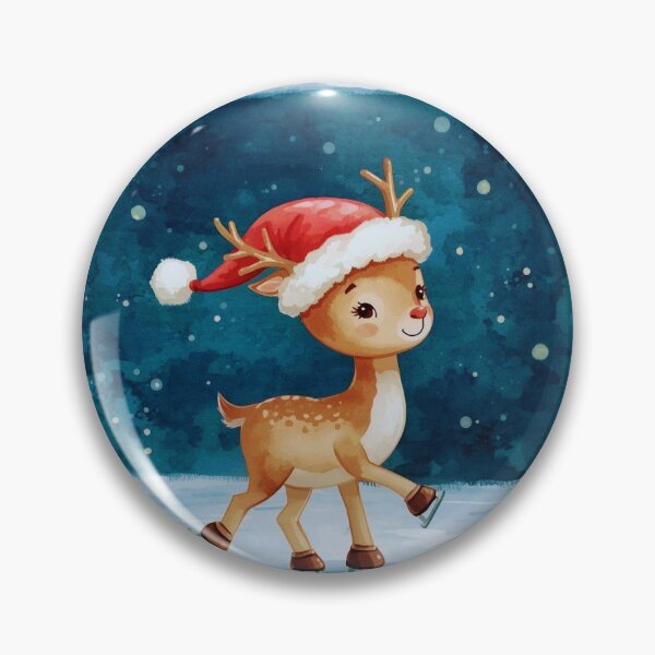 Item preview, Cute Deer Skiing with Santa Hat – Christmas Watercolor Illustration designed and sold by mayatA-rt.