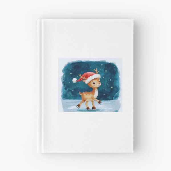 Item preview, Cute Deer Skiing with Santa Hat – Christmas Watercolor Illustration designed and sold by mayatA-rt.