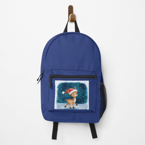 Item preview, Cute Deer Skiing with Santa Hat – Christmas Watercolor Illustration designed and sold by mayatA-rt.