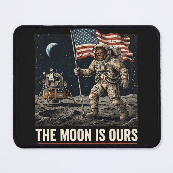 Item preview, Bigfoot Astronaut American Flag Space Explorer The Moon Is Ours Sasquatch Lunar designed and sold by w66aboo.