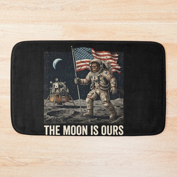 Item preview, Bigfoot Astronaut American Flag Space Explorer The Moon Is Ours Sasquatch Lunar  designed and sold by w66aboo.