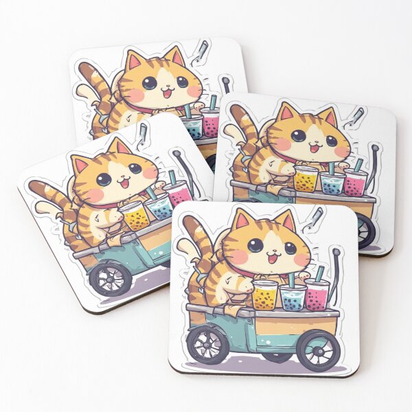 Item preview, Cute Boba Cat Food Cart Sticker designed and sold by Shivamartwark.
