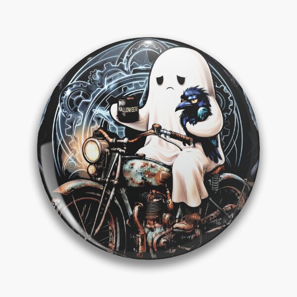 Item preview, Spooky Grumpy Raven Ghost Holding Coffee Halloween  designed and sold by gear-posters.