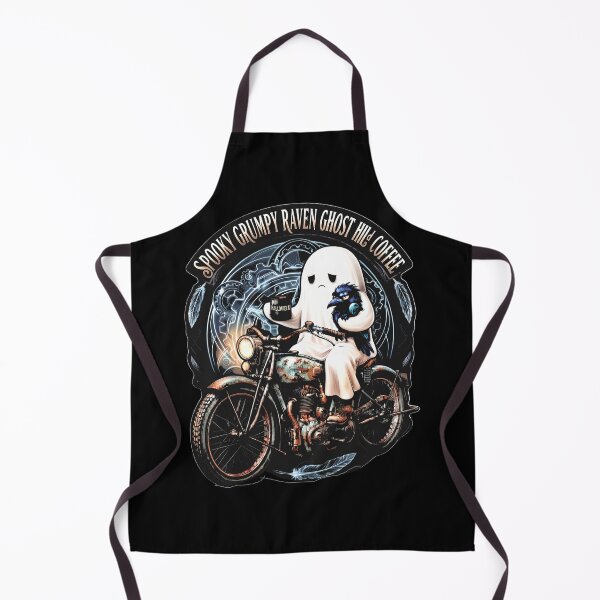 Item preview, Spooky Grumpy Raven Ghost Holding Coffee Halloween designed and sold by gear-posters.