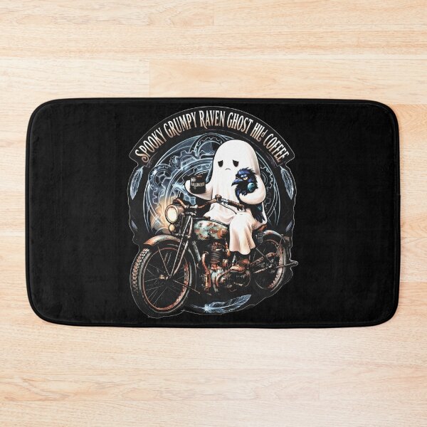 Item preview, Spooky Grumpy Raven Ghost Holding Coffee Halloween  designed and sold by gear-posters.