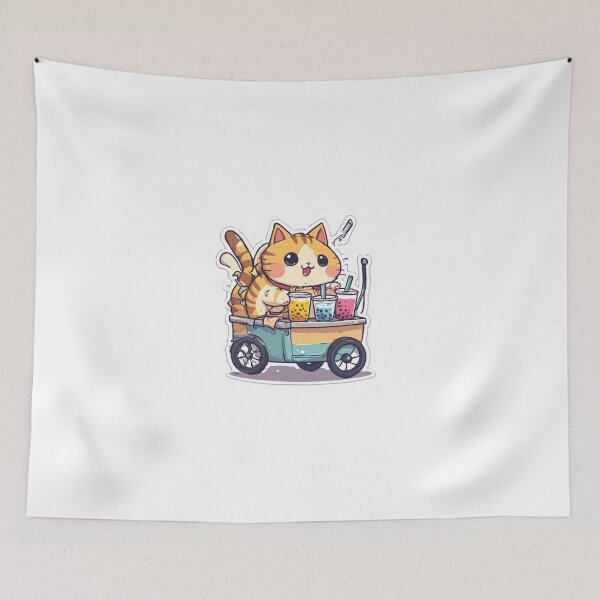 Item preview, Cute Boba Cat Food Cart Sticker designed and sold by Shivamartwark.