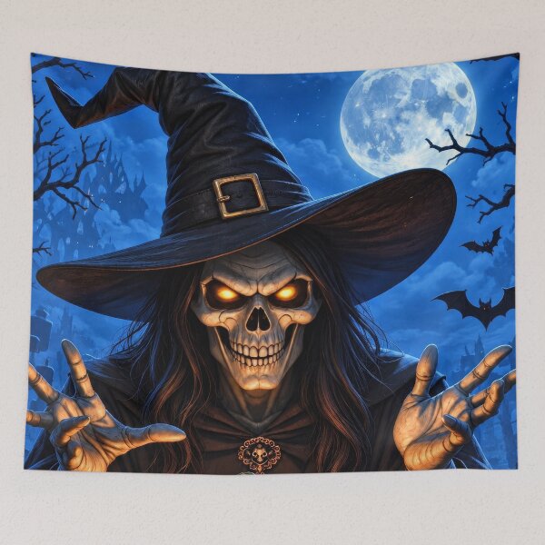 Item preview, Skeleton Witch Halloween Pumpkin – Gothic Horror Moon designed and sold by DrakariArt.