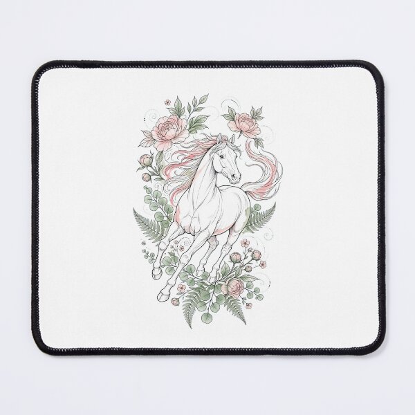 Item preview, Majestic White Horse Floral Fantasy Equestrian Art Design designed and sold by Vibe-Vary.